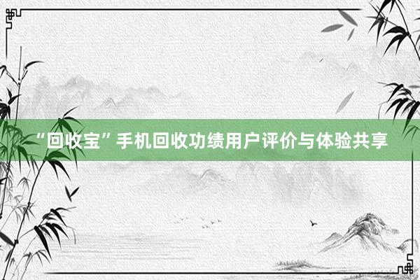 “回收宝”手机回收功绩用户评价与体验共享